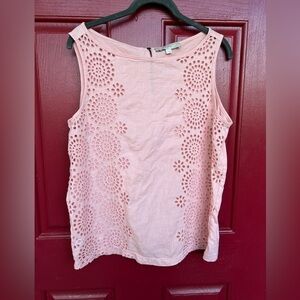 Vintage Loft peach blouse zip back trapeze top size L